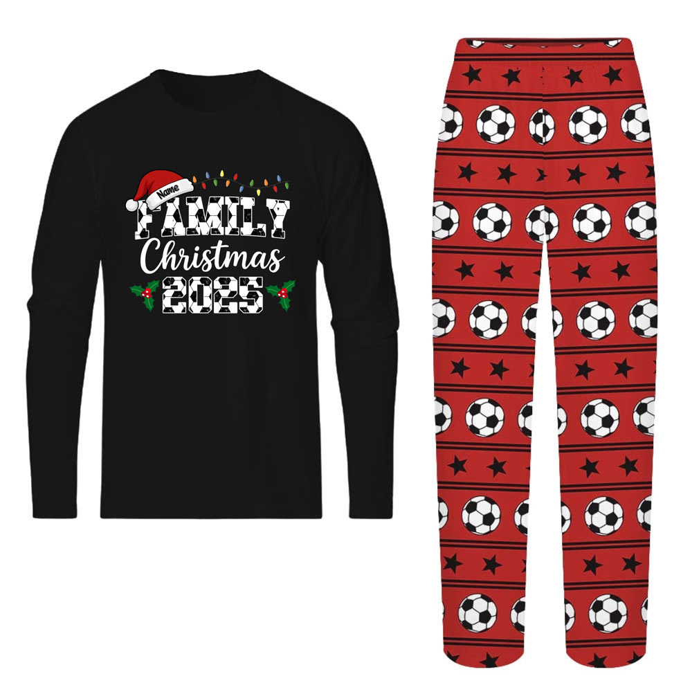 Custom Name Family Soccer Christmas Pajamas 2025 2